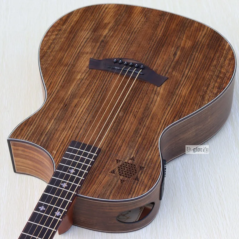 Ручная работа полная hickory деревянная высококачественная акустическая гитара с эквалайзером с тюнером/отличный звук гитары ra elétrica d