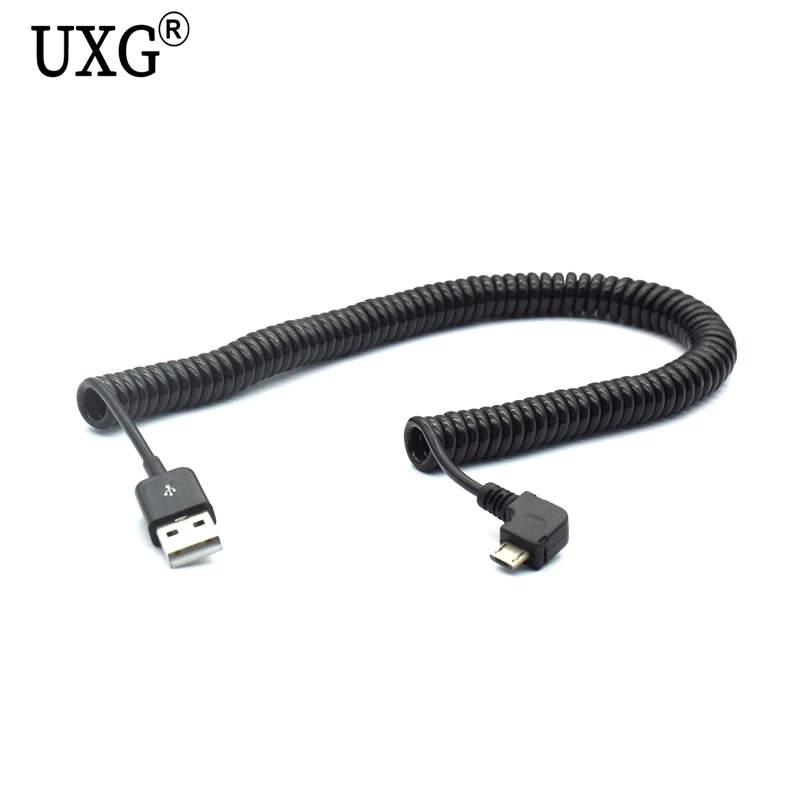 Spring 90 Degree Angle USB 2.0 A Male to Micro B Spiral Coiled Adapter Data Charging Cables Connector Charger Cable | Компьютеры и