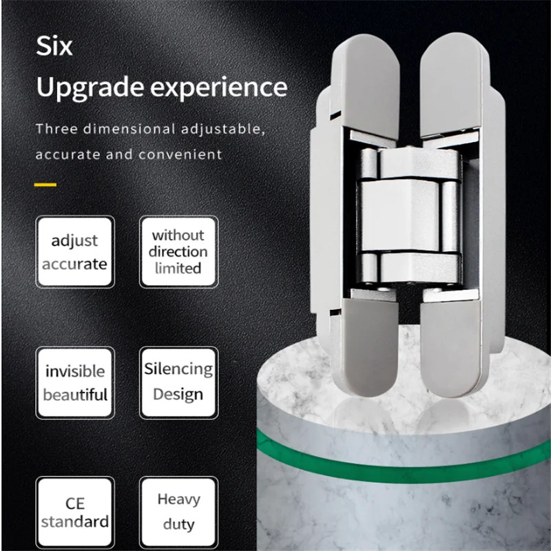 Interior Wood Door Hidden Hinge 1PCS 180 Degree 3D Adjustable Zinc Alloy Invisible Hinge door hinges