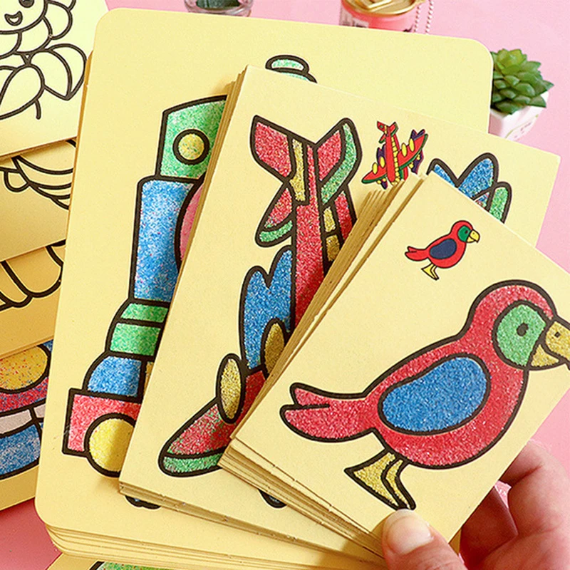 Creative DIY Sand Painting Kids Montessori Toys Children Crafts Doodle Colour Sand Art Pictures Drawing Paper Educational Toys 6