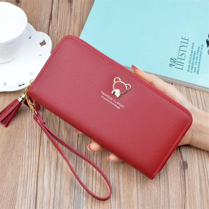 Red Новые женские кошельки и кошельки люксовый бренд известный кошелек женский удлиненный кошелек-клатч большой емкости Moneybag geldbeutel damen - Цвет: Red