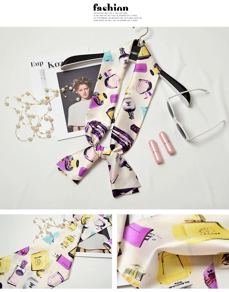 Striped Satin Silk Scarf for Women - Double-Sided Luxury Neck Neckerchief