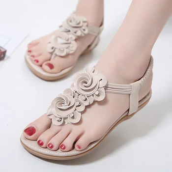 

Woman Flower Sandals Ladies Elastic Band Floral Flats Women Fashion Beach Shoes Female Slip On Women's Footwear Plus Size