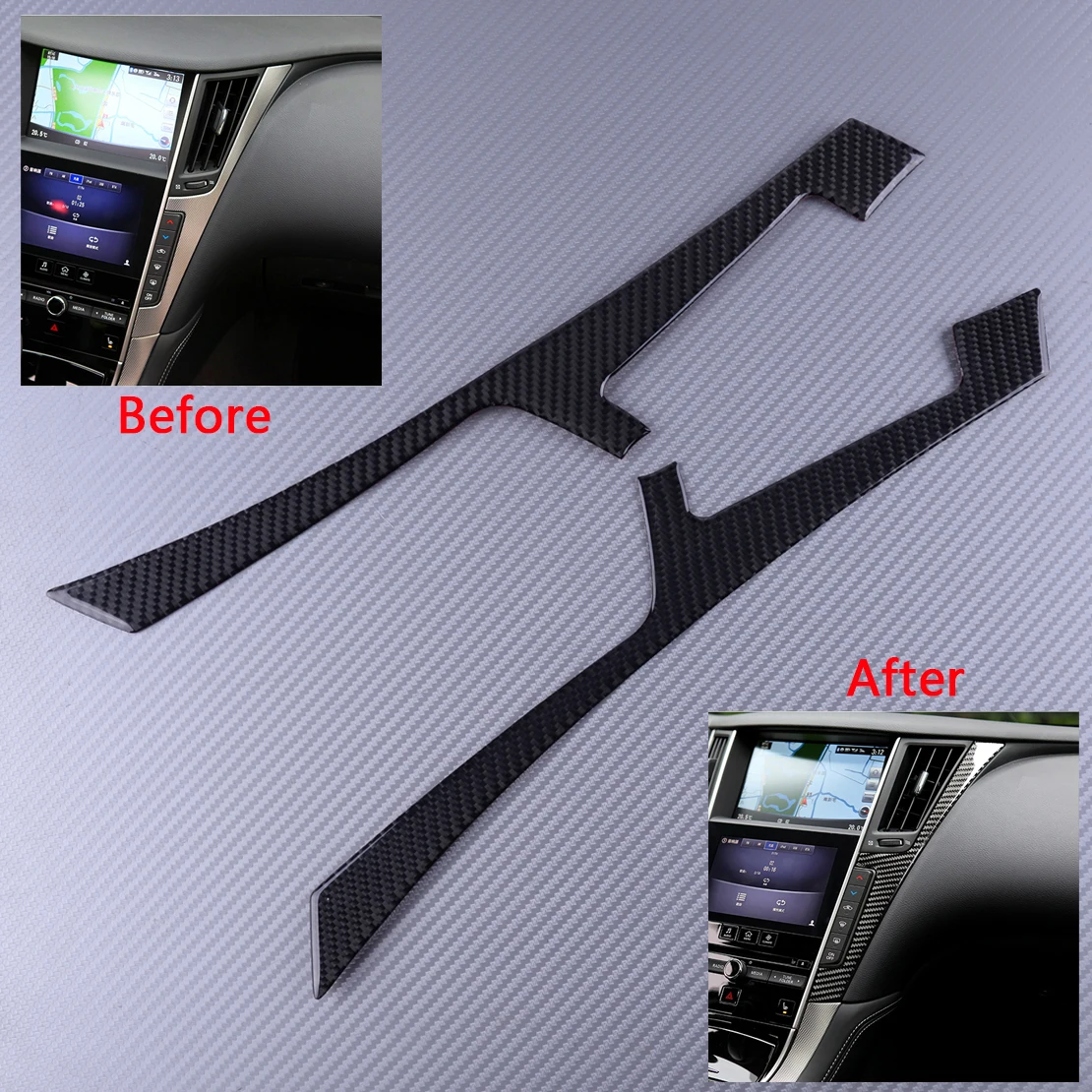 

DWCX 2PCS Carbon Fiber Style Center Console Cover Frame Panel Trim Fit for Infiniti Q50 Q60 2014 2015 2016 2017 2018 2019