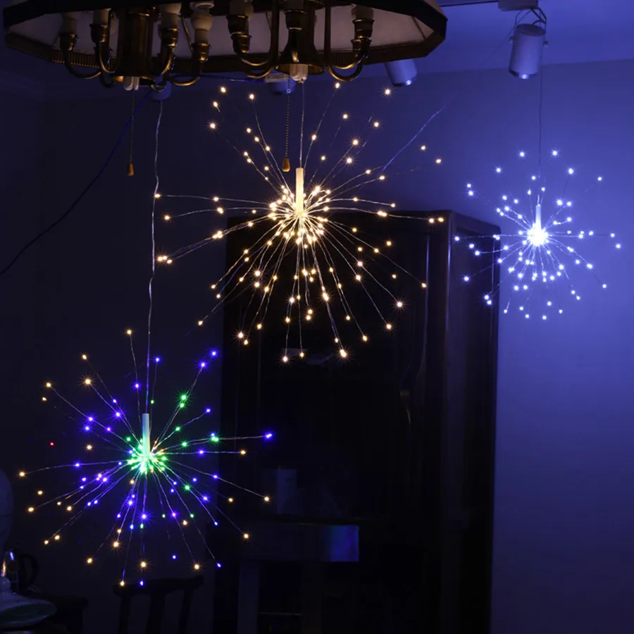 Thrisdar 120/200LED наружная подвесная струнная лампа Starburst с дистанционным фейерверком медная проволочная Гирлянда Свет DIY рождественская Свадебная вечеринка украшение