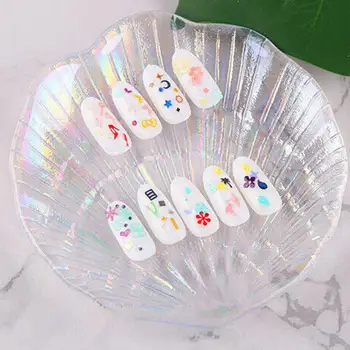 

Nail Art Mermaid Crystal Glass Display Tray Showcase Plate Board Photo Props 3D Nails Jewerly DIY Tool