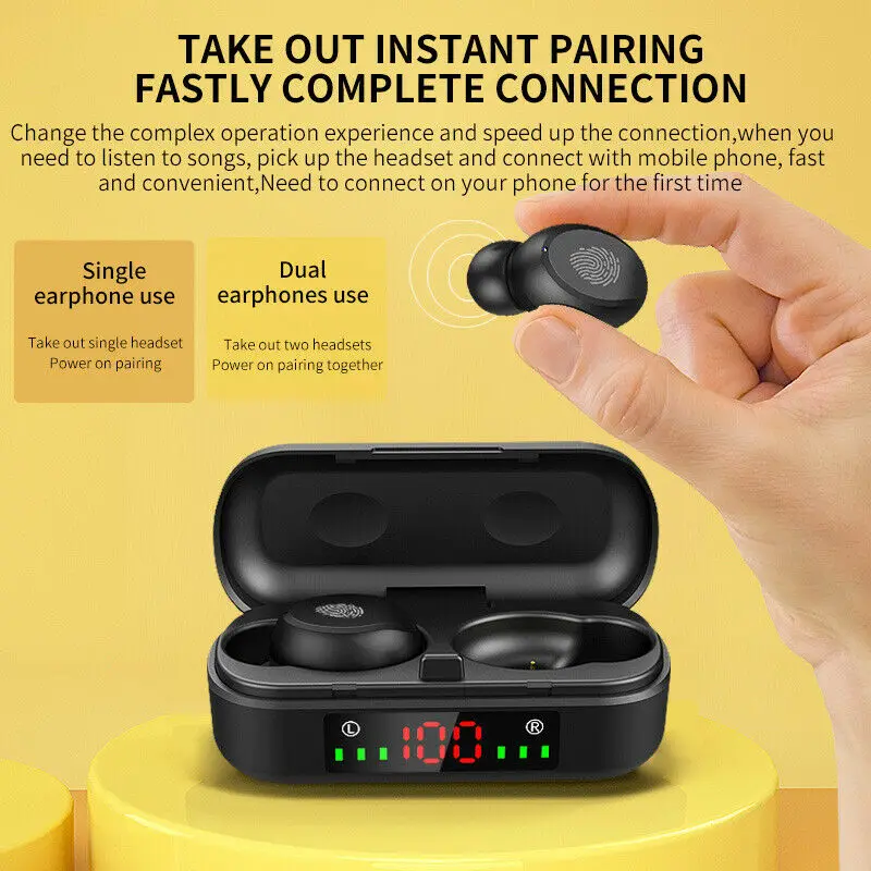 Tws Bluetooth 5 0 Earphones Wireless Headphones Sports Led Display Call Mini Wireless V8 Waterproof Fit All Smartphone