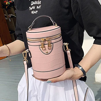 

DORANMI Stone Pattern Bucket Bags For Women 2020 Luxury Brand Designed Shoulder Bag Messenger Barrel Shape Handbags Bolsos BG682
