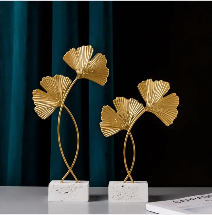 Golden Ginkgo Leaf Model Iron Tv Cabinet Decor Leaf Console Cabinet Decoration|Figurines &Amp; Miniatures 16 Bj201-2