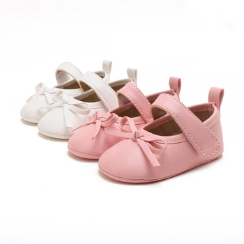 

Pink PU Baby Shoes Newborn 0-15 Months Infant Toddler First Walkers