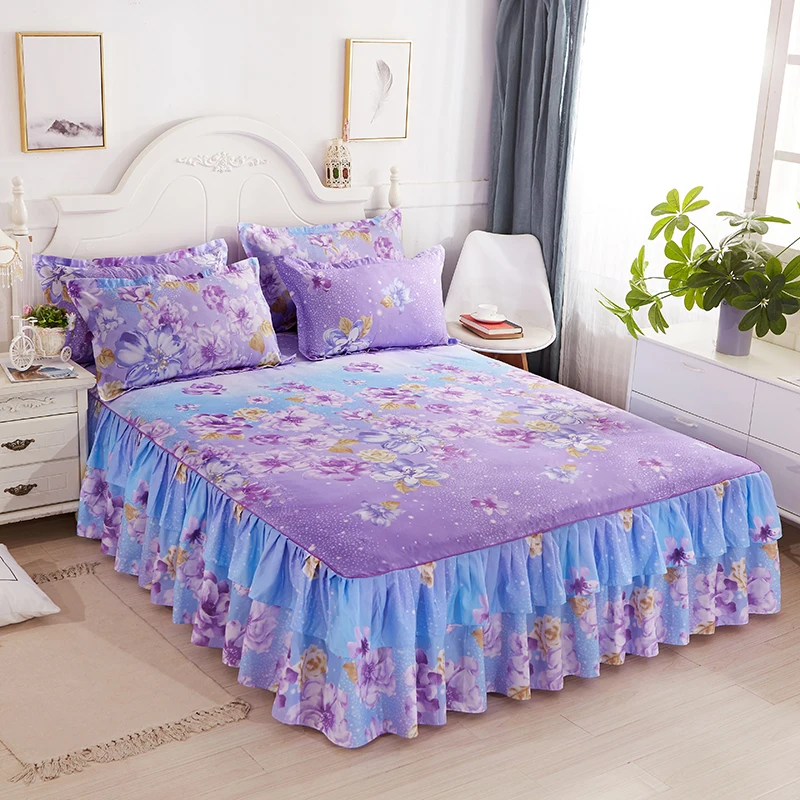 Водонепроницаемая юбка для кровати с цветочным принтом, эластичная лента для кровати с оборками, устойчивая к выцветанию подкладка для кровати - Цвет: 22