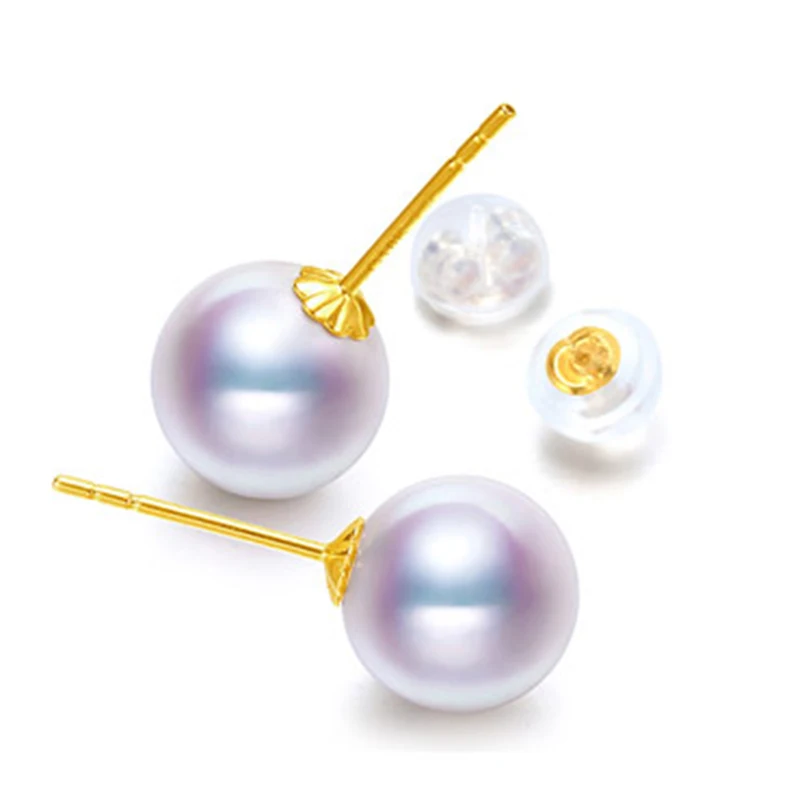 

DMEJS031 Akoya Round Pearl Earrings G18k Yellow Gold Earrings 7-7.5MM High Luster Pearl with Top Quality