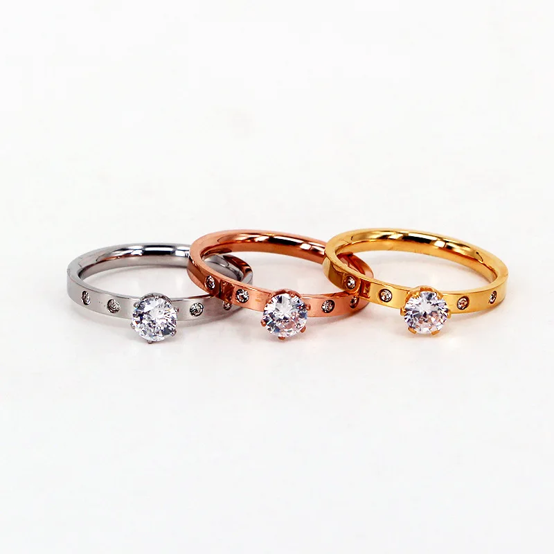 Wedding Rings Finger Rings Womens Ring Jewelry Rings Ring Jewelry Couple Rings Love Jewelry Titanuim Steel Rose Gold Color Crystal Ring For Women Size5-9 R008
