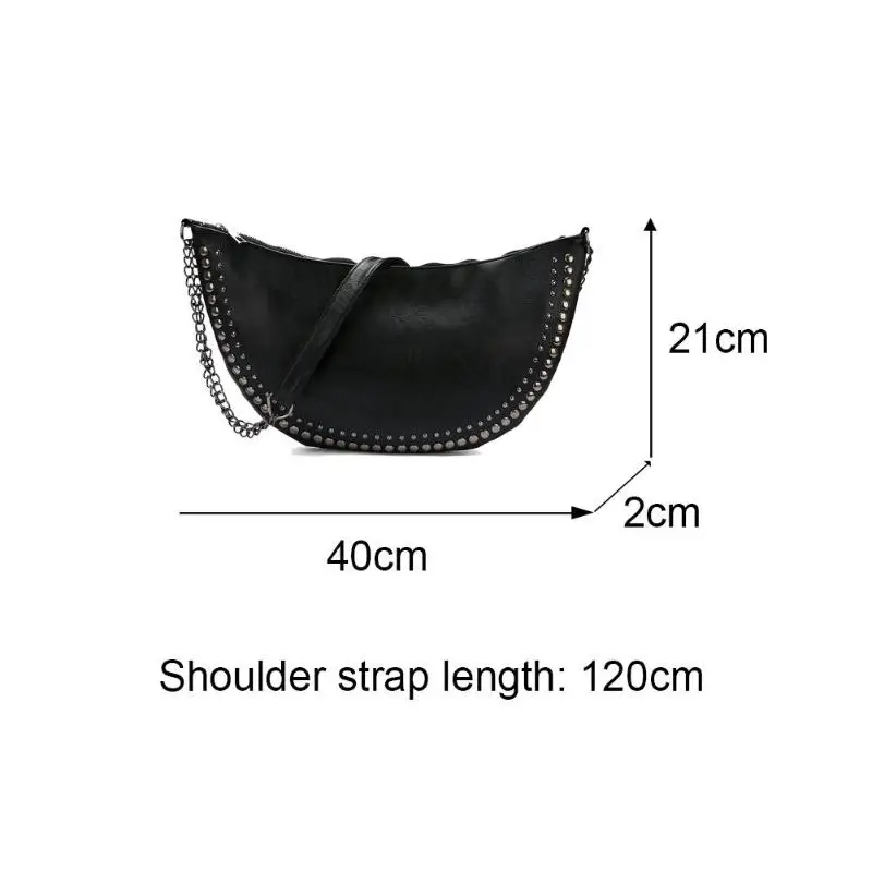 Shoulder Crossbody Sling Bag Women Hot Selling Durable Breathable Lightweight PU Leather Semicircle Rivet Messenger Handbag
