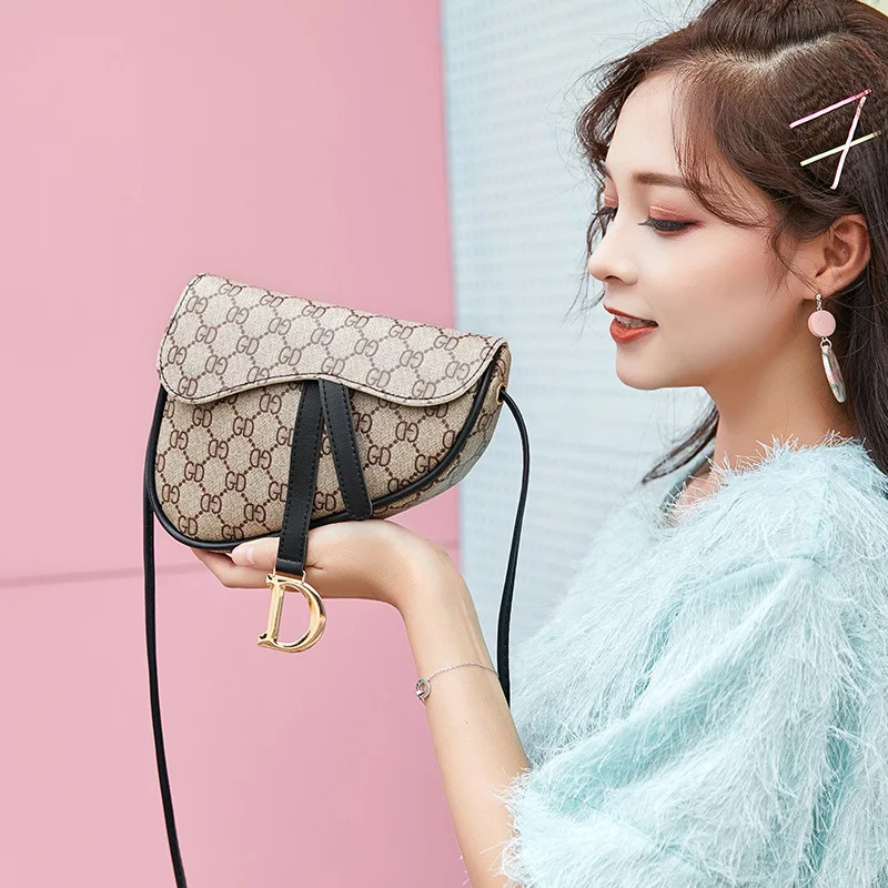 

Saddle Bag Series 2019 New Style Women's Shoulder Retro Semicircle Korean-style Summer Large-Volume Over-the-shoulder Bag