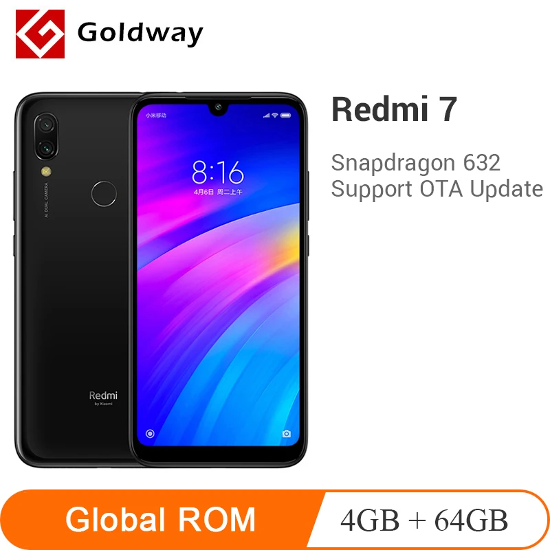 Смартфон Xiaomi Redmi 7 глобальная прошивка 4 ГБ ОЗУ 64 ПЗУ Snapdragon 632 восемь ядер камера 12