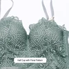 Sexy Shapewear Set Women Push Up Half Padded Cup Underwired Floral Pattern Lingerie Set Women Bodysuits Sage Green ► Photo 2/6