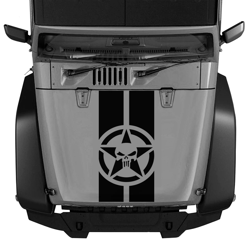Skull Army Star Car Vinyl Hood Decor decalcomanie per Jeep Wrangler JK TJ  Auto Front Head Engine Cover Trim Stickers accessori per Auto AliExpress