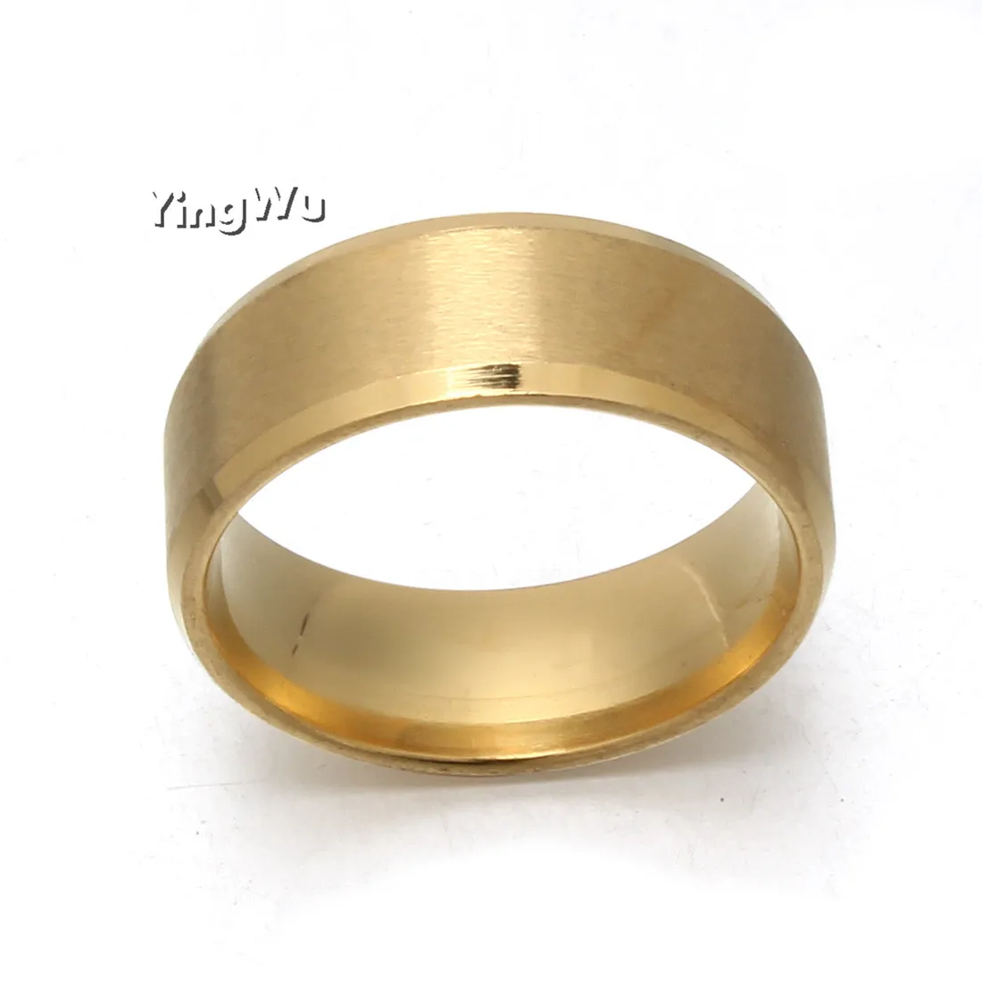 Yingwu 8MM Titanium Steel Gold Classic Ring Women Men Wedding Bands Rings Jewelry 5pcs/lot Drop shipping