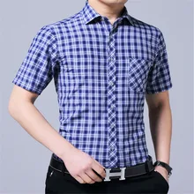 Модная мужская рубашка, летняя Свободная Повседневная рубашка в клетку, Повседневная рубашка с коротким рукавом, Повседневная рубашка, Chemise Homme