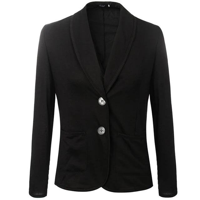 Elegant Womens Blazers Grey Black Long Sleeve Notched Single Breasted Suits Pockets Slim Female Office Work Coats Clothing 3