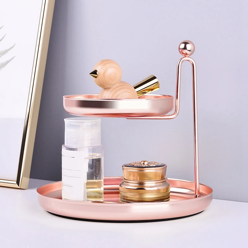 Double Layer Storage Tray,Jewelry Storage Organizer Dessert Tray Cosmetic Tray Make Up Storage Organizer