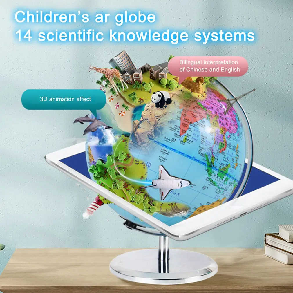AR Globe 3 in 1 Smart World Globe AR Augmented Reality App Interactive Globe for Explore The World Geography Learning Illuminated AR Globe Gift for Kids Ages 8+. 
