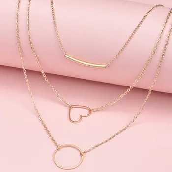 

New Fashion Jewelry Necklace Women Multi-layer Love Necklace Combination Accessories Punk Statement Necklace Wholesale