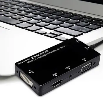 

HDMI Splitter to HDMI DVI VGA Audio Converter Gold-plated Jack 4K for Laptop Computer HDTV PS3 Multiport 4-in-1 HDMI Adapter