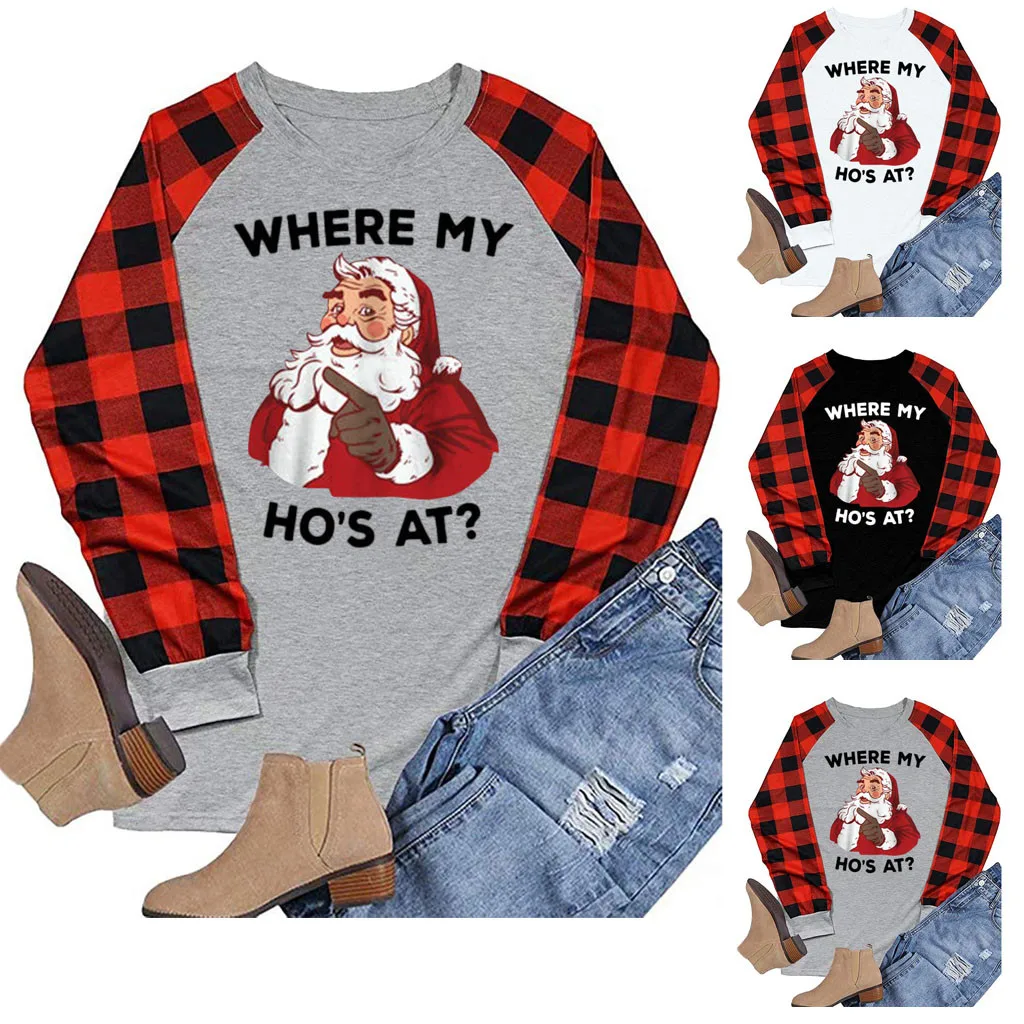 

Winter Christmas t shirt Printed Tops 2019 Women Tops Long Sleeve Tees Women Streetwear Female Casual christmas tshirt #1