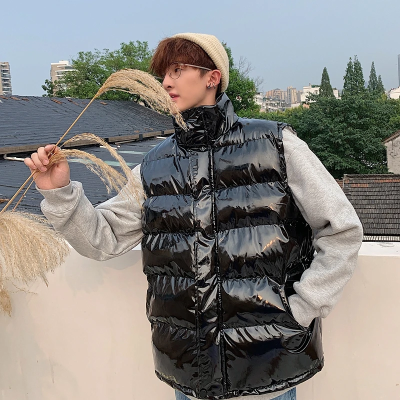

Men 2020 Bright Waistcoat Vest New Fashion High Quality Down Cotton Jacket Outwear Casual Clothes Men Sports Jacket Parkas Coat
