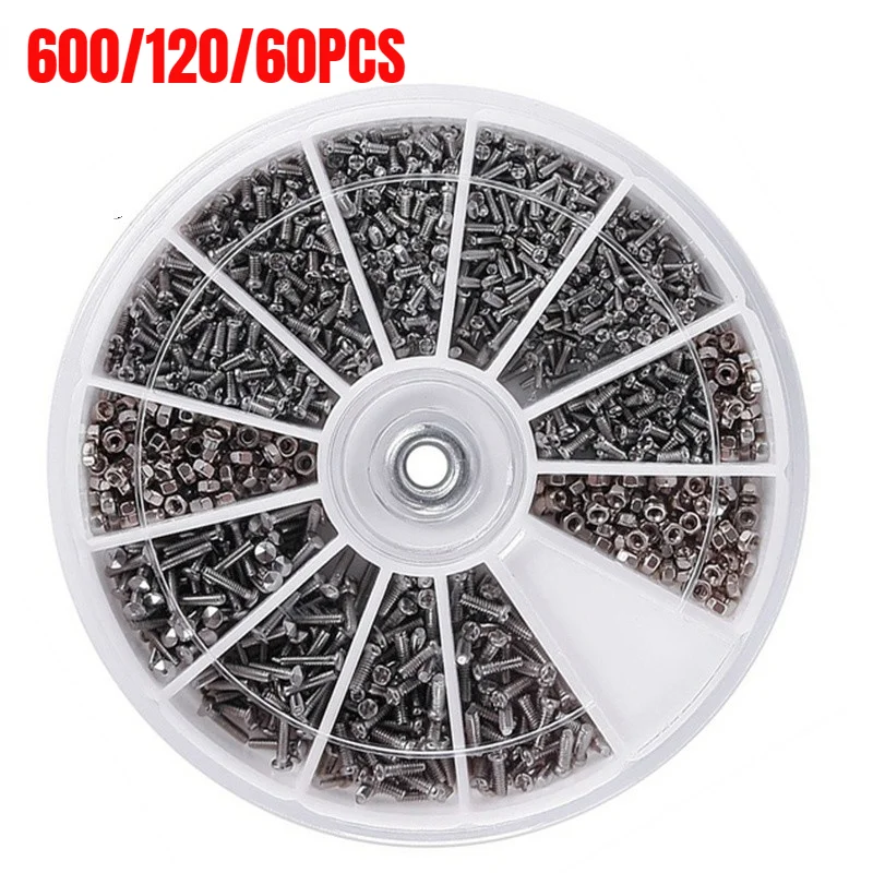 60/120/600pcs 12 Kind of Small Screws Nuts Electronics Assortment Kit Watch Glasses Precision Repair Screw Tool Set Hand Tools |