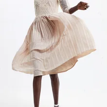 Модное испанское дизайнерское платье для женщин с круглым вырезом кружевное лоскутное гофрированное платье осеннее повседневное женское однотонное ТРАПЕЦИЕВИДНОЕ ПЛАТЬЕ