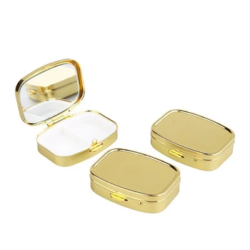 

3 Pcs Portable Metal Rectangle Pill Box, Jewelry Storage Box, Tablet Capsule Box Container