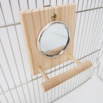 

Bird Mirror with Wooden Perch Fun Platform Stand ,Bird Cage Wooden PlayToys for Parrots Parakeet Cockatiel Conure