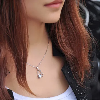 

Luxury Crystal Heart Pendant Choker Necklace Sterling Silver Chain Necklaces For Women Wedding Jewelry Gifts