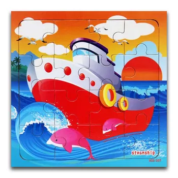 

16 pieces Kids Puzzle Vehicle Wooden Puzzles Cartoon Ship Traffic Wood Jigsaw Baby Educational Learning Toys Children