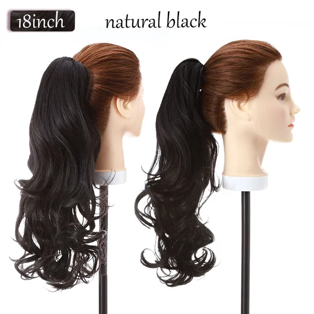 S-noilite Synthetic 12-26inch Claw Clip On Ponytail Hair Extension Ponytail Extension Hair For Women Pony Tail Hair Hairpiece natural black