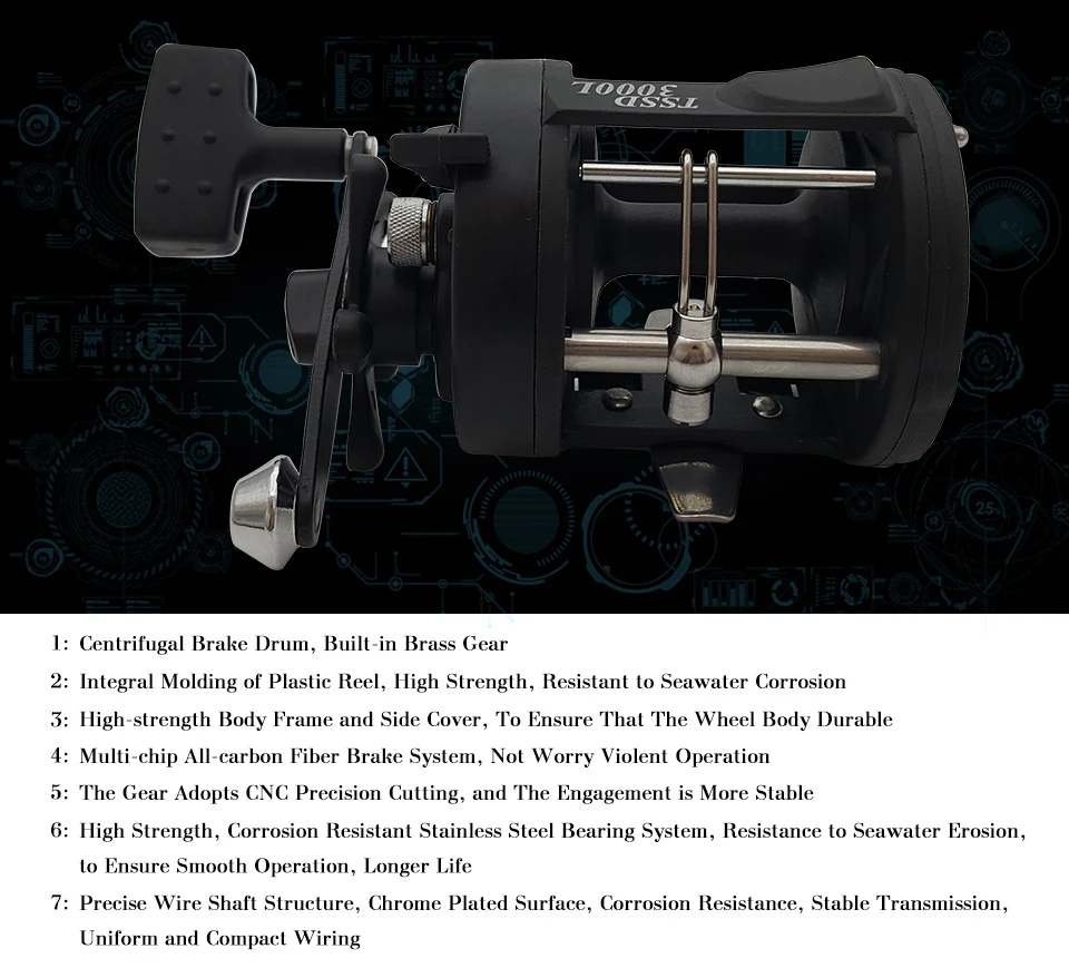 K8356 3.81 1BB Trolling Reel Fishing TSSD 3000L4000L Black Right Hand Casting Sea Fishing Reel Saltwater Baitcasting Reel Coil 5