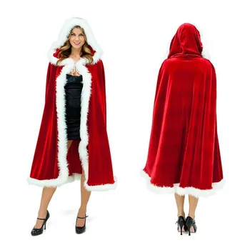 

Free Shippings New Christmas Red Cooded Cloak Christmas Cloak Halloween Stage Performance Party Red Temptation To Play Cloak