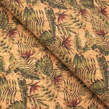 

Palm leaves. Seamless floral pattern summer Cork fabric COF-377