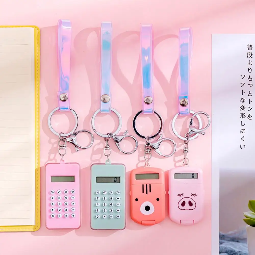 

Portable Digit Calculator Cartoon Cute Mini Calculator 8 Display Creative Keychain Calculator Office Supplies
