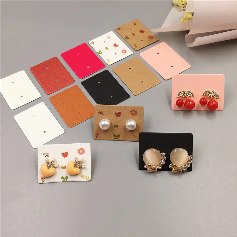 3.5*2.5cm 100Pcs/ Lot Kraft Paper Ear Studs Hang Tag Jewelry Display Card Earring Kraft Paper Tag Ear Ring Hang Price Tags