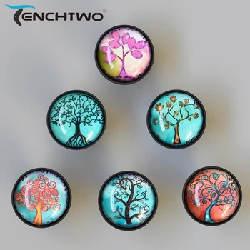 

Brass furniture handle life tree style cabinet drawer knob household hardware wardrobe cabinet door black handle handgreep