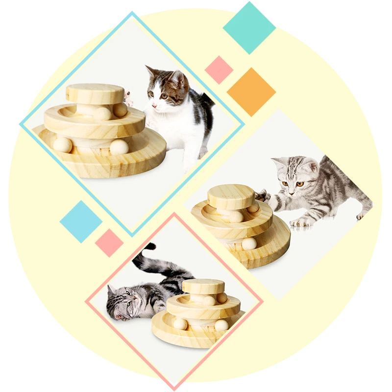 Cena Oryginalne drewniane zabawki do gry w piłkę inteligencja potrójne dyski do zabawy dla szczeniąt kot szalony dysk z piłką interaktywna zabawka 2019 gorąca sprzedaż