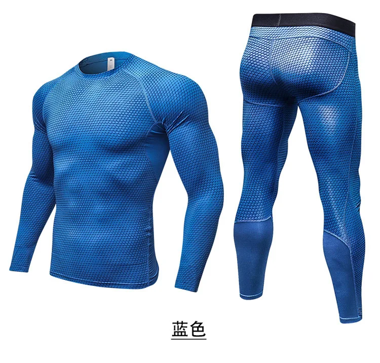 

2018 Sports Tights Set Men's Casual Fitness Long Sleeve Running Elasticity Quick-Drying Trousers Basketball Training Suit