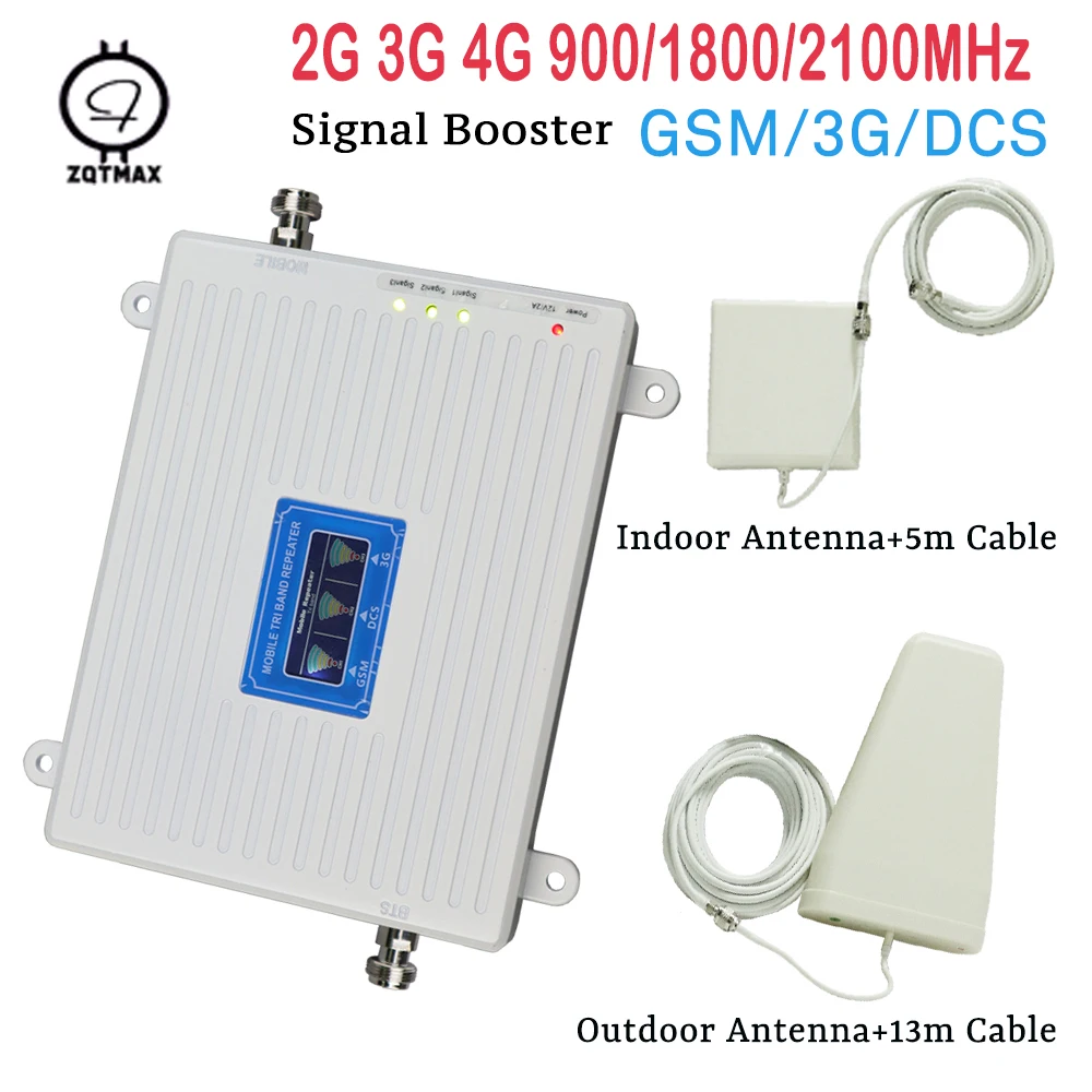 Трехдиапазонный ретранслятор GSM 900 WCDMA 2100 LTE 1800 2G 3G 4G усилитель сигнала 65dB