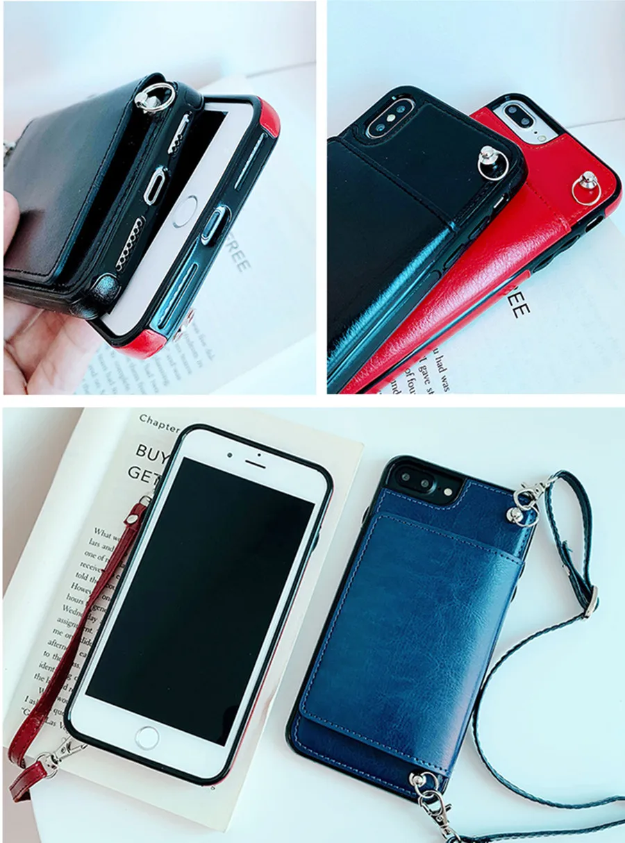 wallet strap case For iPhone 11 Pro MAX XR X 7 8 plus xs max 6 6s plus case cover pu leather card shoulder lanyard phone bag wallet strap case For iPhone 11 Pro MAX XR X 7 8 plus xs max 6 6s plus case cover pu leather card shoulder lanyard phone bag