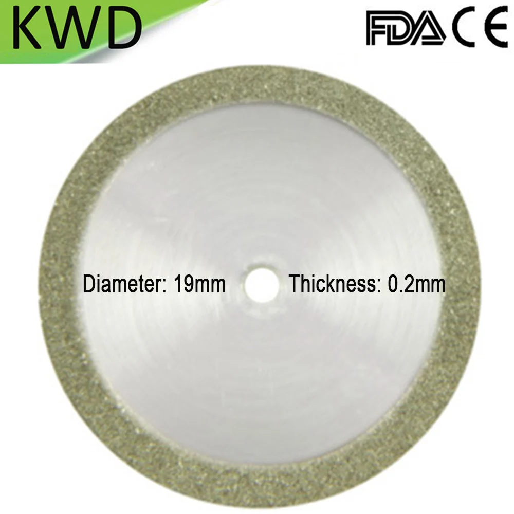 20pcs Diamond Disc Dental Lab Wheel CuttingThinckness 0.2mm Diameter 19mm Double Side Coating Fine Grit Diamond Disk Grinding