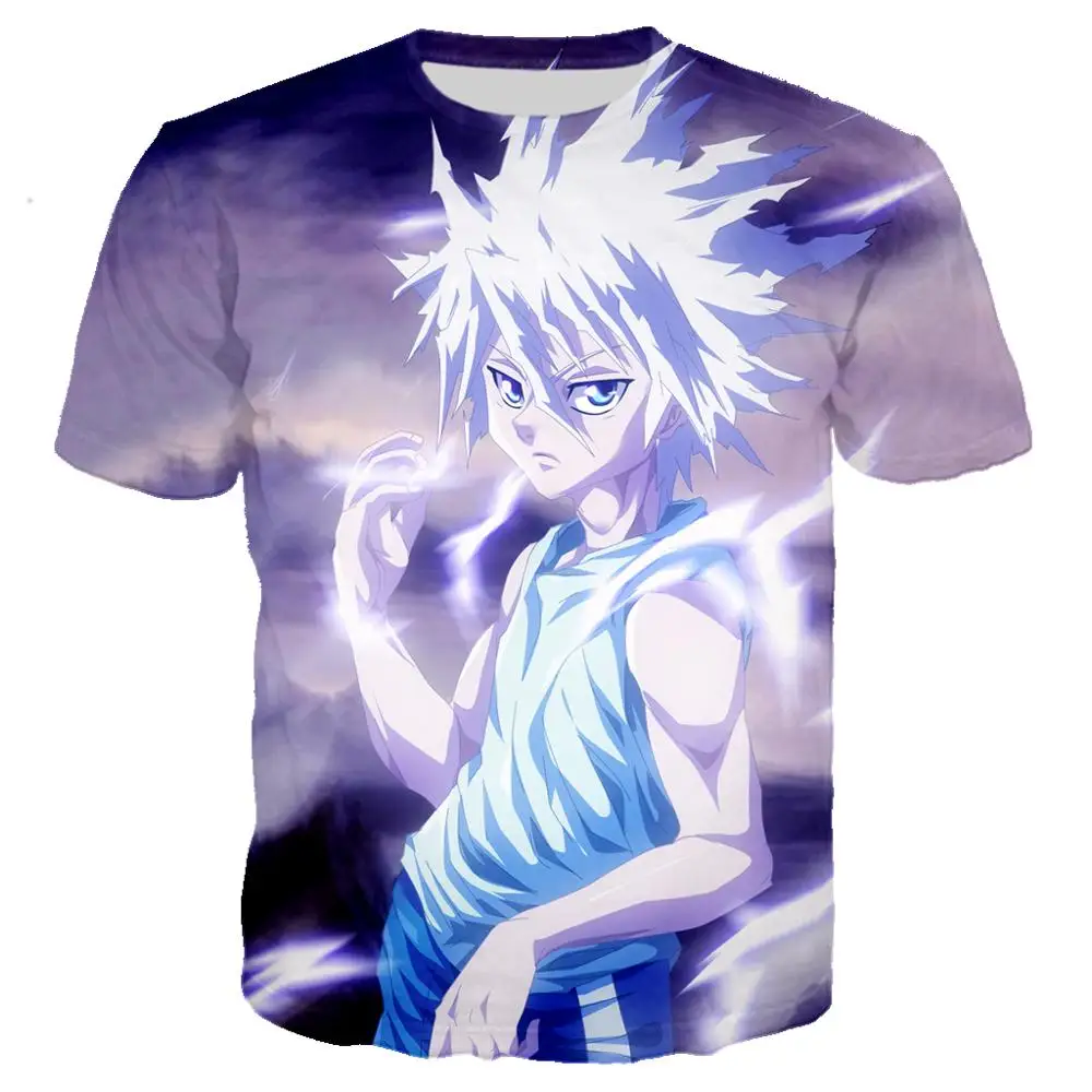 Футболка с принтом в стиле Харадзюку топ хард-рок-стрит аниме Killua 3D X Hunter стиль